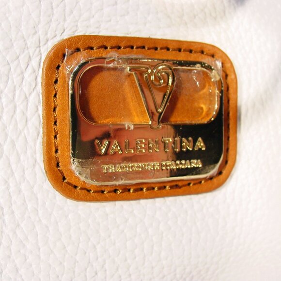 VALENTINA Italian Leather Tote Bag Classic White and Tan Beach Resort - ITALY - Picture 5 of 11